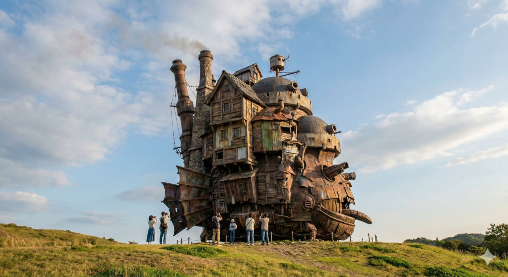 Real life Howl's Moving Castle in the Valley of Witches at Ghibli Park